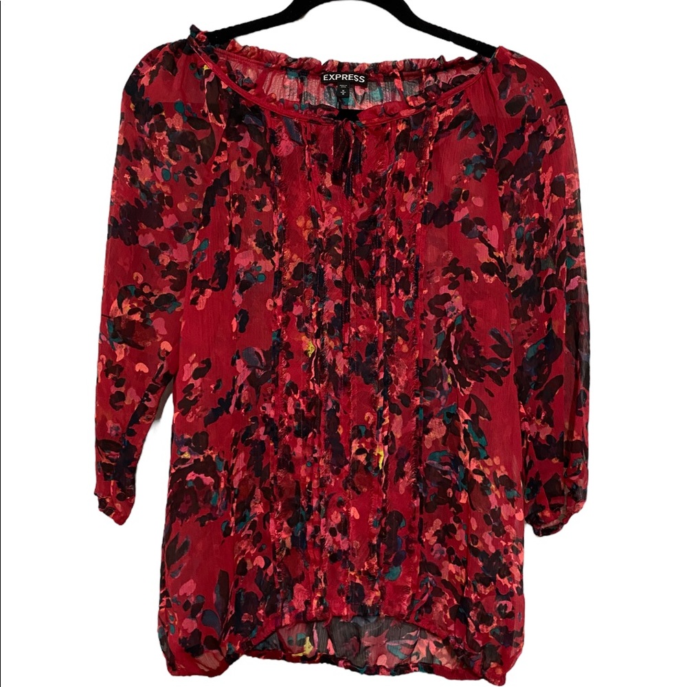 Express Women’s Blouse Top Pullover Tie Neck - Size Medium